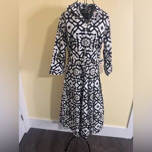 NWT Samantha Sung “Audrey” Belted Geometric Print Shirtdress Size 10